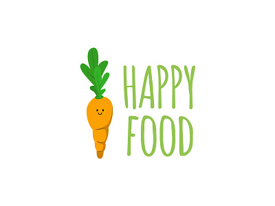 Happy Food logo carrot food happy illustration logo logotype typography vegan vegetables