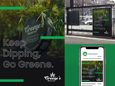 Keep Dipping, Go Greene ad art direction branding graphic design hemp hemp product illustrator photopshop