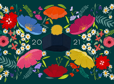 Graduation Illustration floral graphic design illustration invite postcard