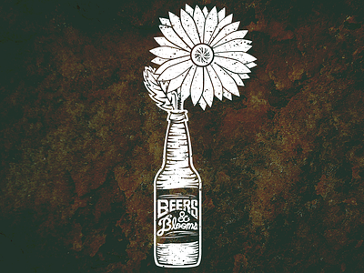 Beers & Blooms beer blooms distressed flower garden hand lettering illustrator party print summer vector