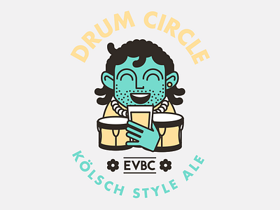 Drum Circle Kölsch beer bongos brewery drums hippie illustrator kolsch label logo vector