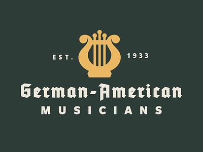 German-American Musicians Logo blackletter german harp logo music