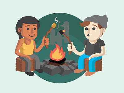 Golden brown? Or burnt to a crisp? camp fire camping forest illustration illustrator marshmallow woods