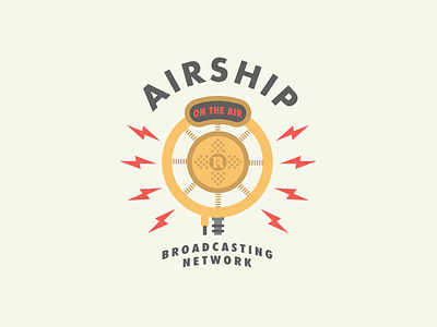 Airship Broadcasting Network Logo 1920s airship illustrator logo mic microphone twitch vector
