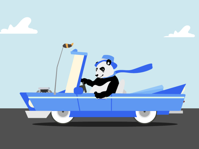 Mr. Panda 2d after effects animation car gif loop panda sports car treehouse