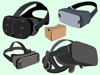 Vr Headsets cardboard daydream flat design gear vr htc vive icons illustration oculus rift virtual reality vr