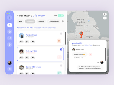 Reviews, research and conversation chat conversation feedback list location review ui ui design