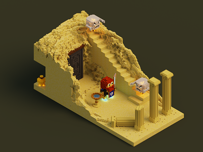 VoxelArt - Hidden Temple diorama gamedesign magicavoxel voxel voxelart voxelgame