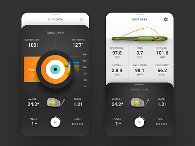 Golf Simulator Target Info Stacked Ui golf ios mobile mobile app sketch sports ui ux vector