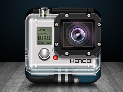 GoPro Hero3 iOS icon concept app apple appstore camera extreme sports go gopro gopro3 hd icon illustration ios ipad iphone photoshop pro rebound video