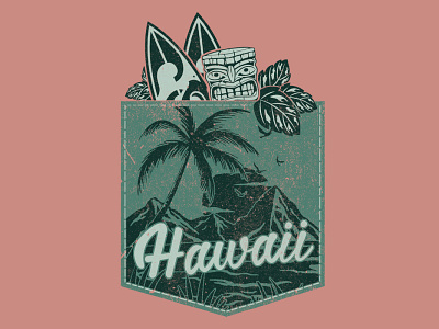 Hawaii Pocket Tee beach hawaii hawaiian palm tree palms pocket tiki vintage