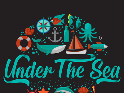 Under The Sea Typography Vector Modern Design 01 artwork design illustration art typography typography art typography design ui ui design under the sea vector