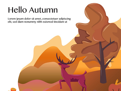 Hello Autum Concept Vector Banner Design 01 animal autumn banner concept banner design concept park ui design uidesign vector