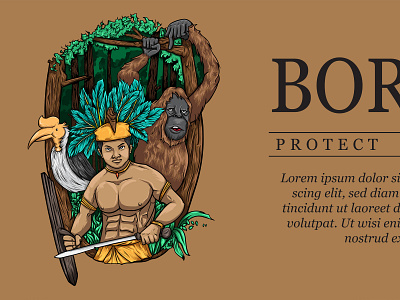 Borneo Protect the Forest 01 artwork banner concept banner design borneo branding branding concept cartoon concept design illustration art save forest ui design vector