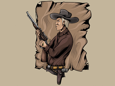 Cowboy with gun vintage vector art