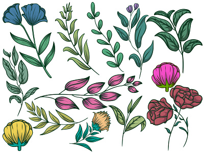 Floral pattern with leaves Premium Vector