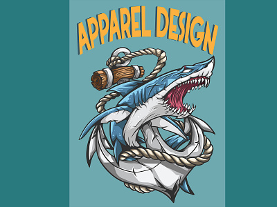 Blue shark angry illustration apparel vector design