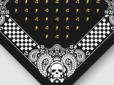 Bandana Paisley Pattern with Skull and Racer Flag bandana biker cloth fabric flag paisley pattern race racer skull skull and crossbones