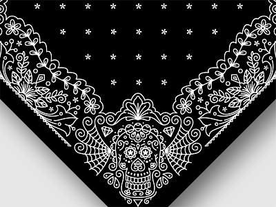 Bandana paisley pattern ornament with mexican skull tattoo bandana bandanna batik bone cloth fabric mexican ornament paisley pattern skull tattoo
