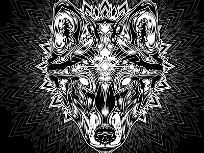 Wolf Totem cs4 illustration illustrator linework sacred geometry spirit animal spirituality vector vector illustration wacom wolf