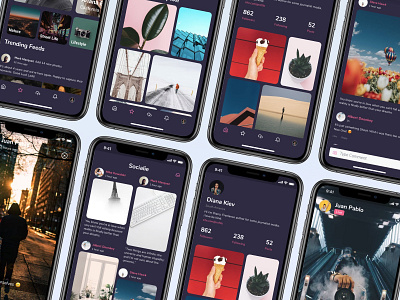 Social App Ui Kits - Dark Mode Preview