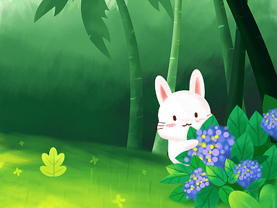 Bunny in the woods bunny cut rabbit illustraion illustration rabbit
