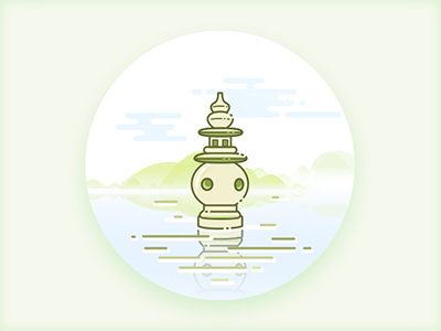 Hangzhou china hangzhou icon illustration sketch three pools mirroring the moon ui vector water