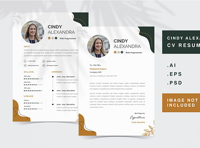 Cindy Alexandra - CV Resume Template business company corporate curriculum cv job layout letter minimalist page print resume template vitae work