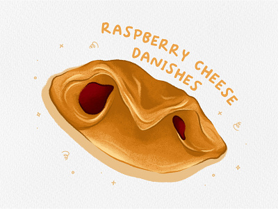 Raspberry Cheese Danishes design dessert digital art digital illustration digital painting drawing food food illustration illustration illustration art