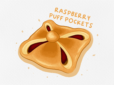 Raspberry Puff Pockets design dessert digital art digital illustration digital painting drawing food food illustration illustration illustration art