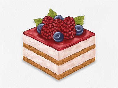 Raspberry Cheese Cake design dessert digital art digital illustration digital painting drawing food food illustration foodie illustrate illustration illustration art realistic drawing