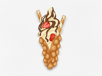 Vanilla Egg Waffle Ice Cream design dessert digital art digital illustration digital painting drawing food food illustration foodie illustrate illustration illustration art realistic drawing