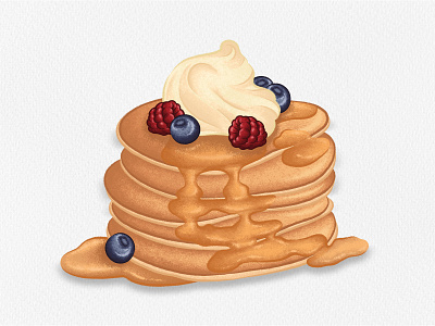 Fluffy Pancakes design dessert digital art digital illustration digital painting drawing food food illustration illustrate illustration illustration art realistic drawing