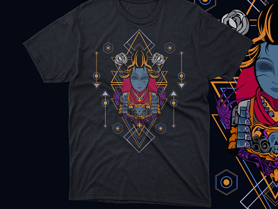 Geiha mecha t-shirt mock up