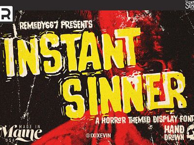Instant Sinner display film font gritty halloween hand drawn horror horror movie ligature maine october oldschool remedy667 rough scary scratchy surf terror vhs vintage