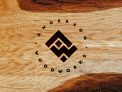 Logo: Anderson Woodworks branding craftsmanship geometric logo wood