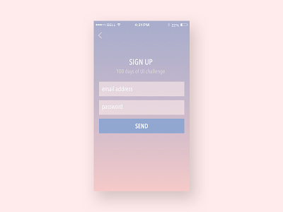 Sign up 001 app dailyui mobile pantone colors 2016 sign up signup