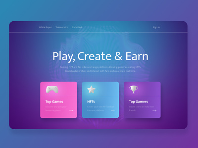 Play to earn platform concept graphic design minimal nft ui ux web