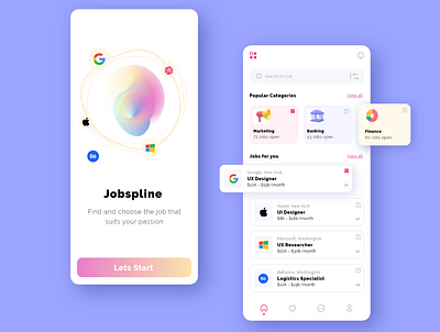 Job Listing App UI android app design graphic design ui ux