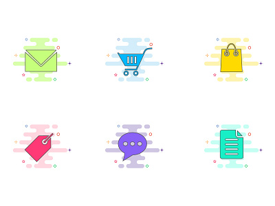 creative colorful online shopping icons colorful creative icon icon design invoice mail message online shopping icon shopping bag shopping trolley tag