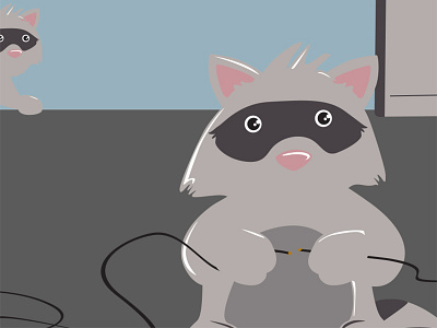 404 flat illustration raccoons wiring