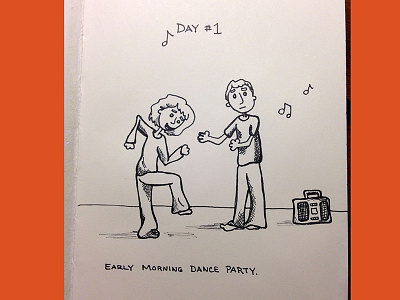Day 1 365 dance party doodle a day robot year project