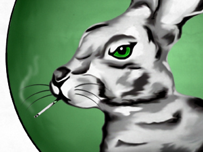 Rabbit digital painting rabbit smoke