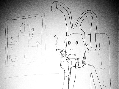 Rabbit Man book cover rabbit man sketch smoking