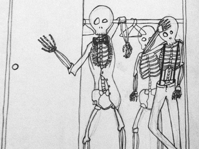 Coming Clean closet drawing skeletons sketch