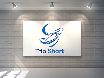 Trip Shark Logo Minimalist word mark combination