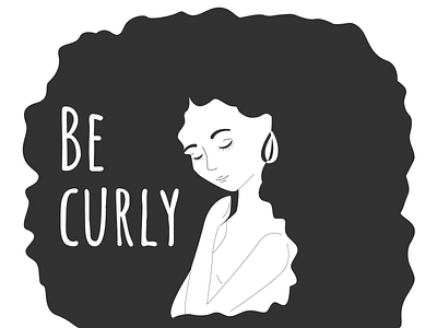 Be curly blackandwhite curls curly flat girl illustration minimal minimalism vector