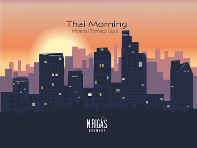 dawn over Bangkok bangkok dawn design flat illustration megapolis town vector