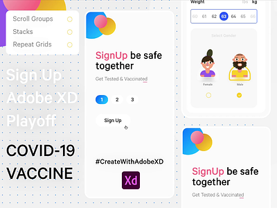 Sign Up page for #CreateWithAdobeXD My first animated shot adobe adobexd animation animation design branding code coronavirus covid 19 creative illustration interaction interface sign in sign up signup ui ux vaccine