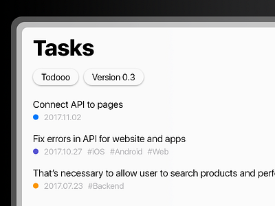 Todooo: Tasks details editor form interface ios 11 minimal project manager task to do ui ux web